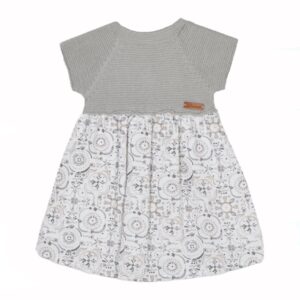 Vestido de Punto y Tela "Azteca" Gris La Ponderosa