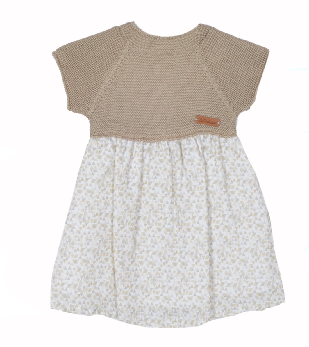 Vestido de Punto y Tela "Triángulos" Arena La Ponderosa