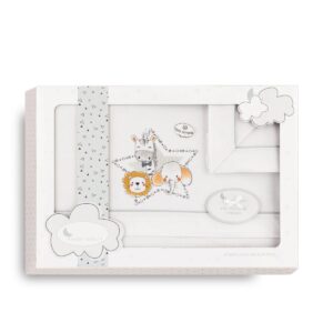 04246-Tríptico Minicuna "Animalitos" Bco/Gris Interbaby