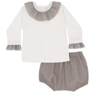 5113W22-Conjunto Pololo Niña "Lavanda" Marrón