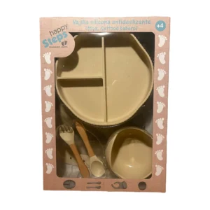 Vajilla Set Food Babero Beige Happy Steps