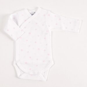 BODY CRUZADO MANGA LARGA "HUELLAS" ROSA BABIDU