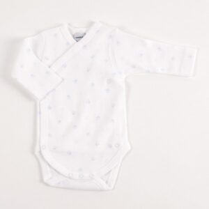 BODY CRUZADO MANGA LARGA "HUELLAS" AZUL BABIDU