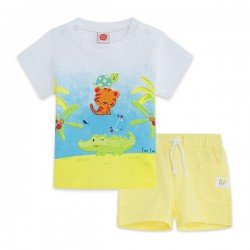 Conjunto camiseta m/c estampado animales y bermuda amarilla Tuc Tuc