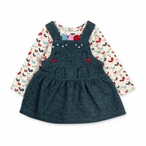 Vestido combinado azul niña "